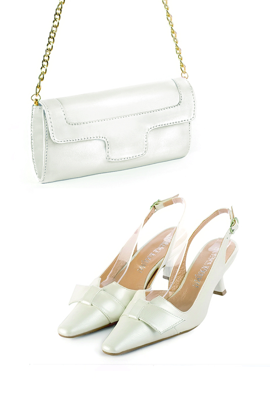 Women's pure white luxurious elegant clutch for ceremonies, weddings and evenings out. - Worn view